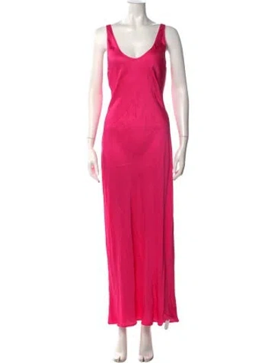 Pre-owned L'agence V-neck Long Dress In Pink