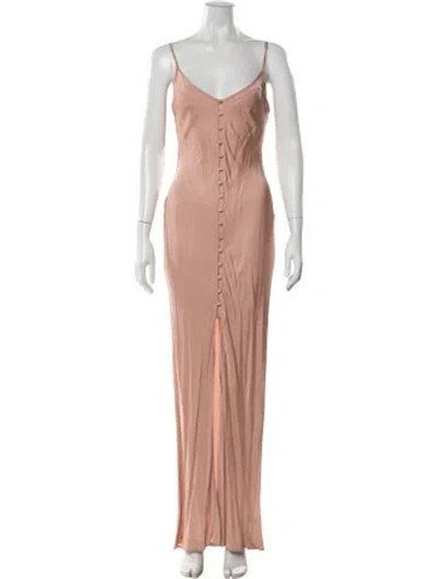 Pre-owned L'agence V-neck Long Dress In Pink