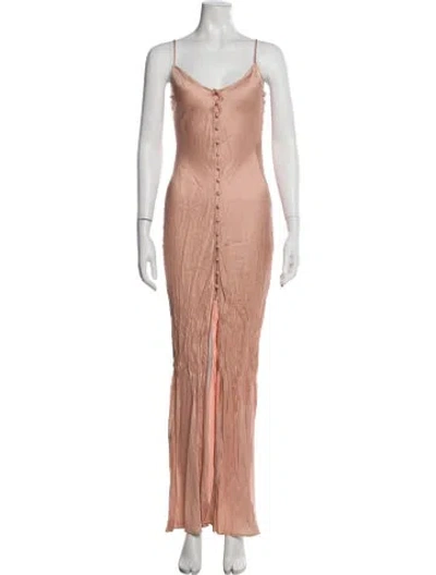 Pre-owned L'agence V-neck Long Dress In Pink