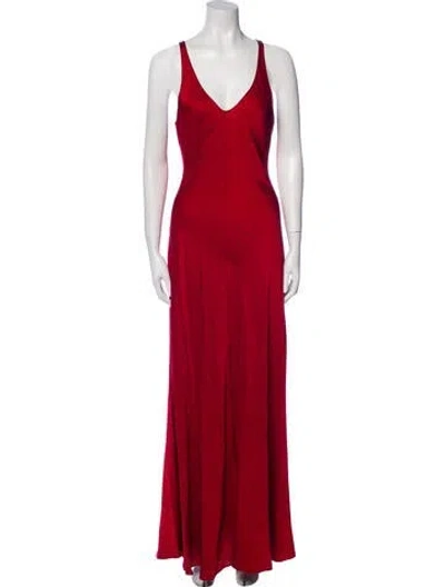 Pre-owned L'agence V-neck Long Dress In Red
