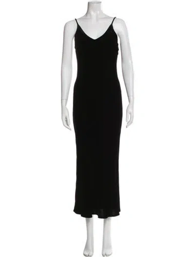Pre-owned L'agence V-neck Long Dress W/ Tags In Black