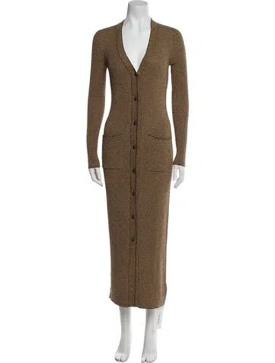 Pre-owned L'agence V-neck Long Dress W/ Tags In Brown