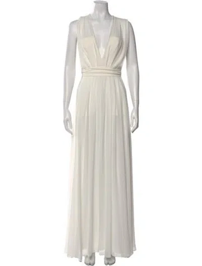 Pre-owned L'agence V-neck Long Dress W/ Tags In White