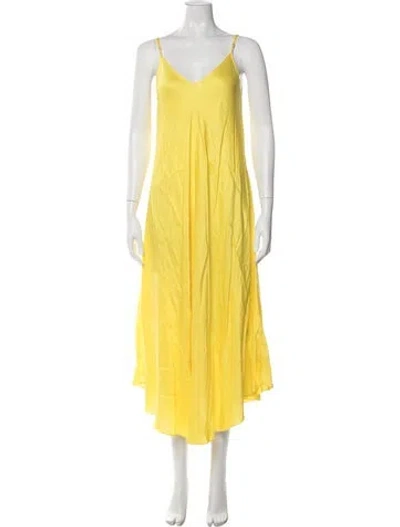 Pre-owned L'agence V-neck Long Dress In Yellow
