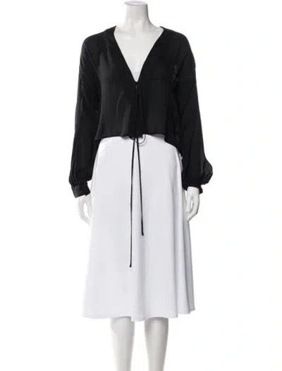 Pre-owned L'agence V-neck Long Sleeve Blouse In Black