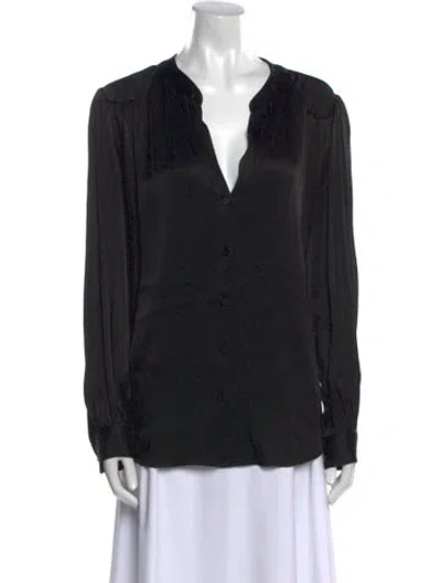 Pre-owned L'agence V-neck Long Sleeve Blouse In Black