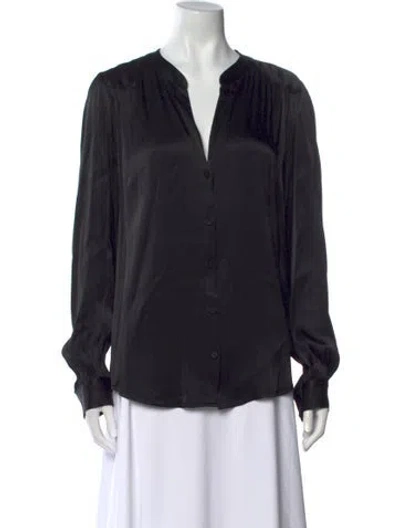 Pre-owned L'agence V-neck Long Sleeve Blouse In Black