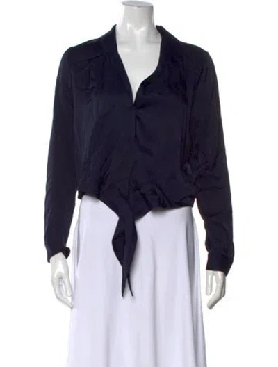 Pre-owned L'agence V-neck Long Sleeve Blouse In Black