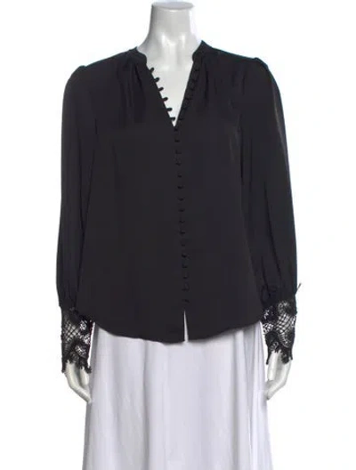 Pre-owned L'agence V-neck Long Sleeve Blouse In Black
