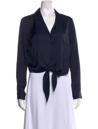Pre-owned L'agence V-neck Long Sleeve Blouse In Black