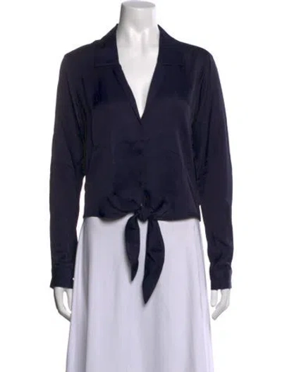 Pre-owned L'agence V-neck Long Sleeve Blouse In Black
