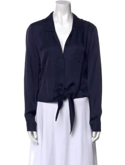 Pre-owned L'agence V-neck Long Sleeve Blouse In Blue