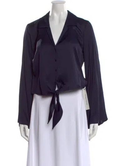 Pre-owned L'agence V-neck Long Sleeve Blouse In Blue