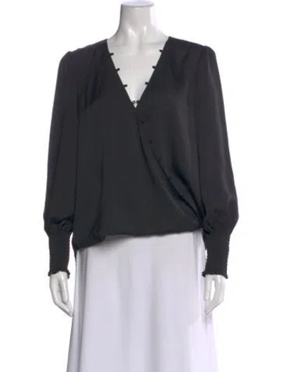 Pre-owned L'agence V-neck Long Sleeve Blouse In Gray