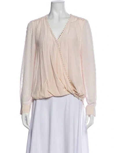 Pre-owned L'agence V-neck Long Sleeve Blouse In Neutral