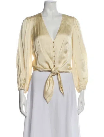 Pre-owned L'agence V-neck Long Sleeve Blouse In Neutral