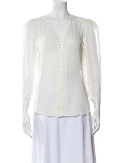 Pre-owned L'agence V-neck Long Sleeve Blouse In Neutral