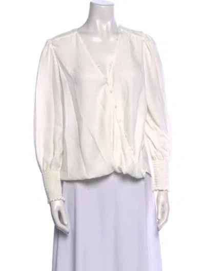Pre-owned L'agence V-neck Long Sleeve Blouse In Neutral