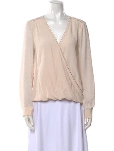 Pre-owned L'agence V-neck Long Sleeve Blouse In Neutral