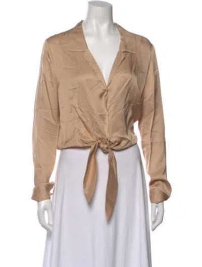 Pre-owned L'agence V-neck Long Sleeve Blouse In Neutral