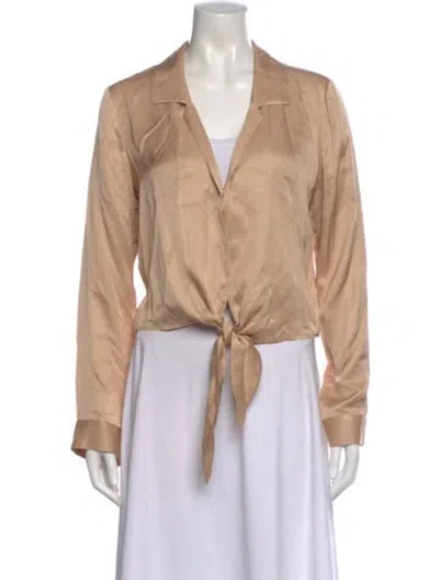 Pre-owned L'agence V-neck Long Sleeve Blouse In Neutral