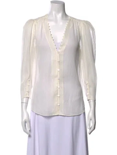 Pre-owned L'agence V-neck Long Sleeve Blouse In Neutrals