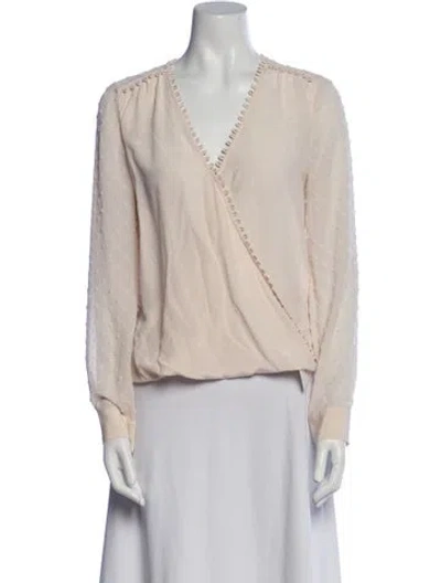 Pre-owned L'agence V-neck Long Sleeve Blouse In Pink