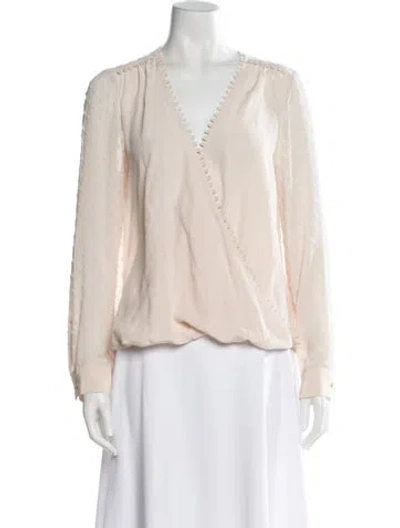 Pre-owned L'agence V-neck Long Sleeve Blouse In Pink