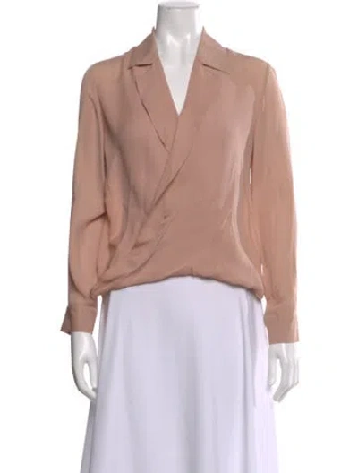 Pre-owned L'agence V-neck Long Sleeve Blouse In Pink