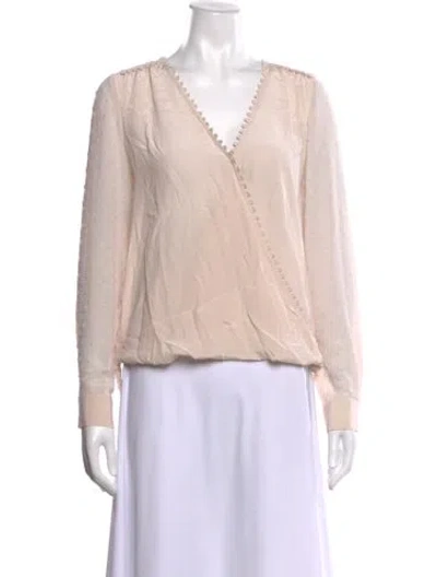 Pre-owned L'agence V-neck Long Sleeve Blouse In Pink