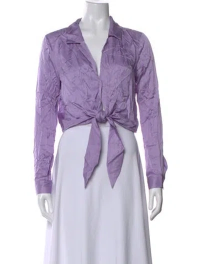Pre-owned L'agence V-neck Long Sleeve Blouse In Purple