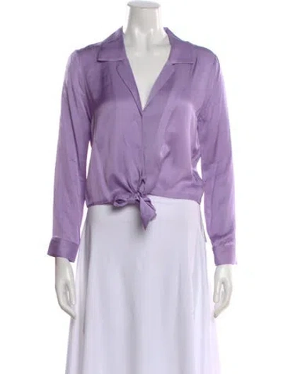 Pre-owned L'agence V-neck Long Sleeve Blouse In Purple