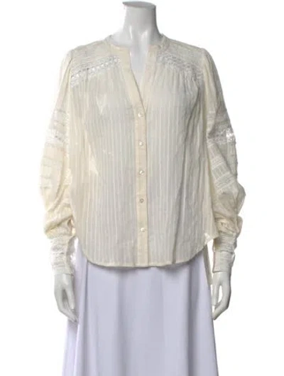 Pre-owned L'agence V-neck Long Sleeve Blouse W/ Tags In Neutral
