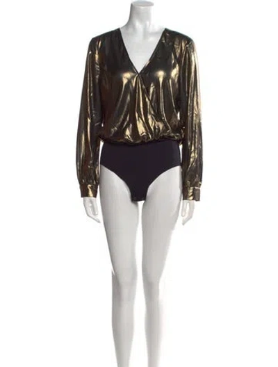 Pre-owned L'agence V-neck Long Sleeve Bodysuit