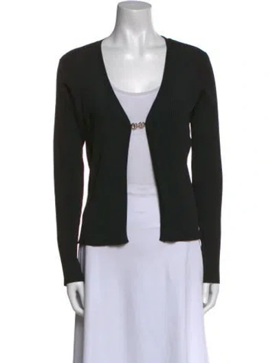 Pre-owned L'agence V-neck Long Sleeve Bodysuit In Black