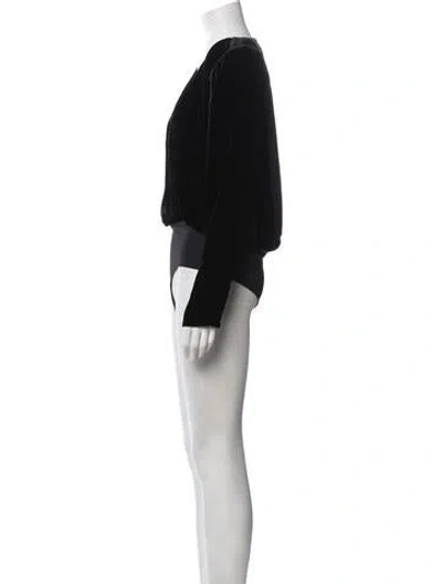 Pre-owned L'agence V-neck Long Sleeve Bodysuit In Black