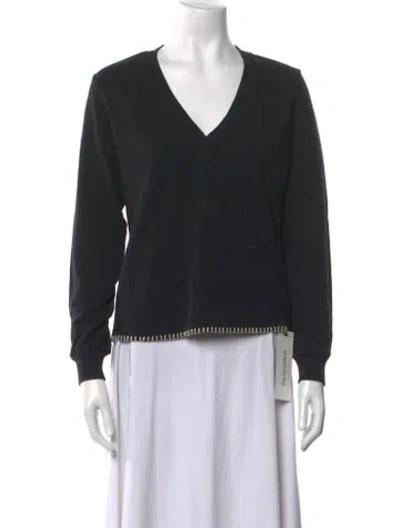 Pre-owned L'agence V-neck Long Sleeve Sweatshirt In Black