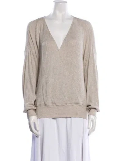 Pre-owned L'agence V-neck Long Sleeve Sweatshirt In Neutral