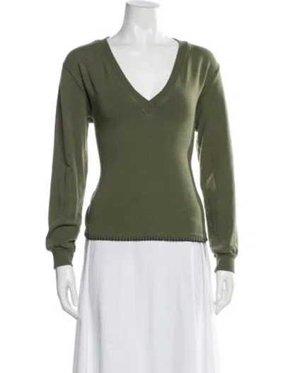 Pre-owned L'agence V-neck Long Sleeve Top In Green
