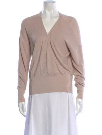 Pre-owned L'agence V-neck Long Sleeve Top In Pink