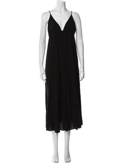 Pre-owned L'agence V-neck Midi Length Dress In Black