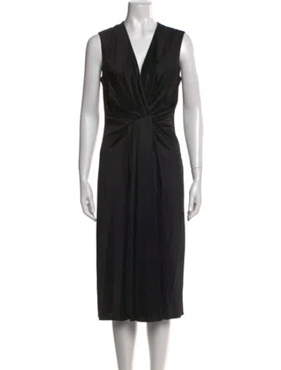 Pre-owned L'agence V-neck Midi Length Dress In Black