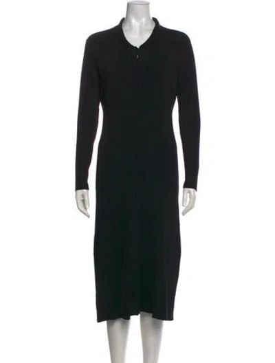 Pre-owned L'agence V-neck Midi Length Dress In Black
