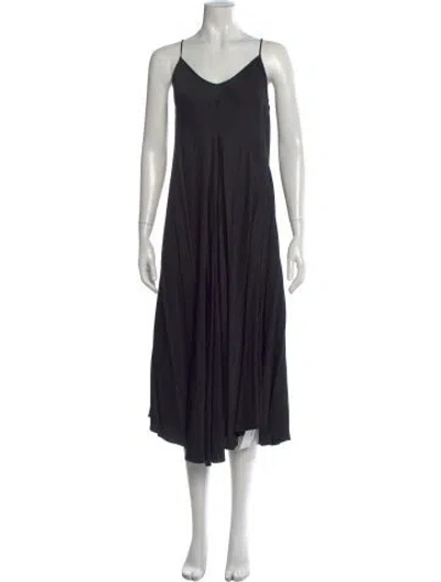Pre-owned L'agence V-neck Midi Length Dress In Black