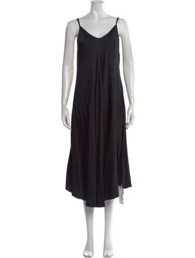 Pre-owned L'agence V-neck Midi Length Dress In Black