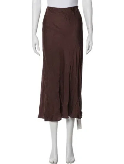 Pre-owned L'agence V-neck Midi Length Dress In Brown