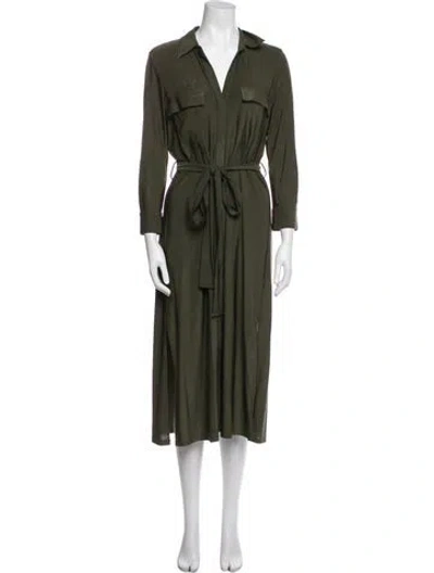 Pre-owned L'agence V-neck Midi Length Dress In Green