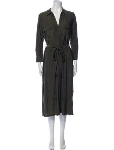 Pre-owned L'agence V-neck Midi Length Dress In Green
