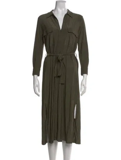 Pre-owned L'agence V-neck Midi Length Dress In Green