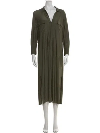 Pre-owned L'agence V-neck Midi Length Dress In Green